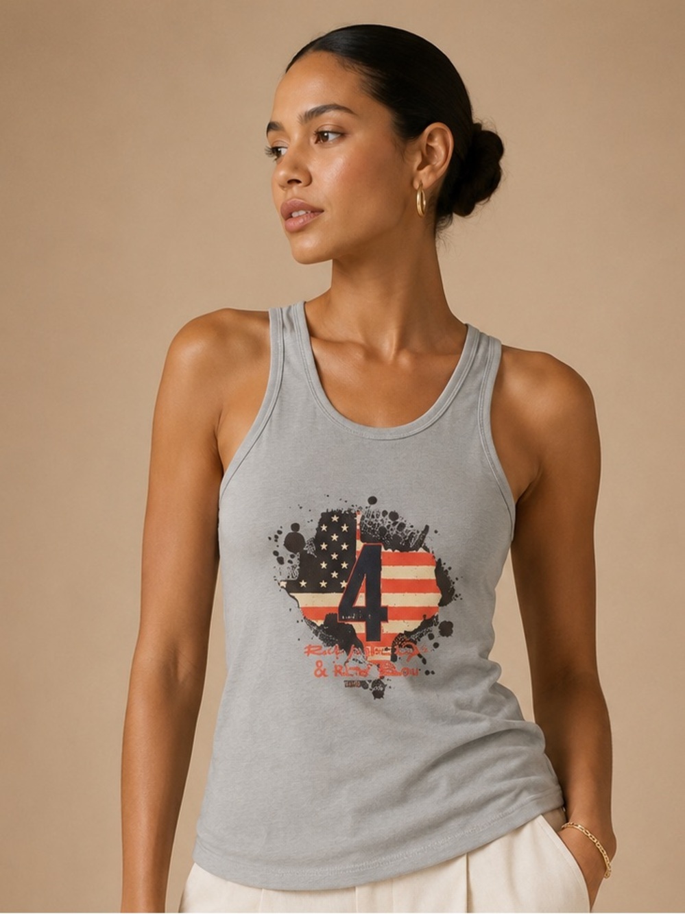 Houston Run 4 5K Light Blue Athletic Tank Medium